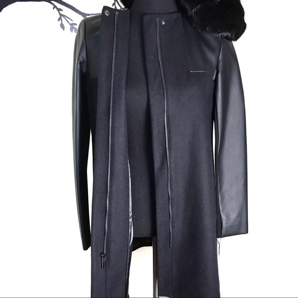 Laundry by Shelli Segal Faux Leather Sleeve Coat - Picture 3 of 8